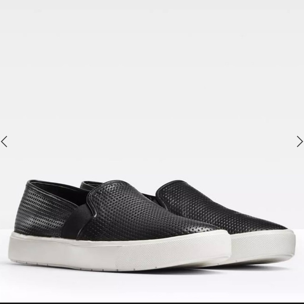 Women’s Via Spiga  Black Slip-On Perforated Leather Sneakers